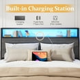 Lifezone Queen Bed Frame with 2-Tier Storage Headboard Platform Bed with Built-in Charging Station & LED, Foot-board Storage Drawers, Metal Support, No Spring Box Needed, Rustic Grey