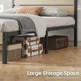 Lifezone Full Bed Frame with Rustic Vintage Wood Headboard and Footboard,Metal Support,Beige