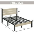 Lifezone Full Bed Frame with Rustic Vintage Wood Headboard and Footboard,Metal Support,Beige