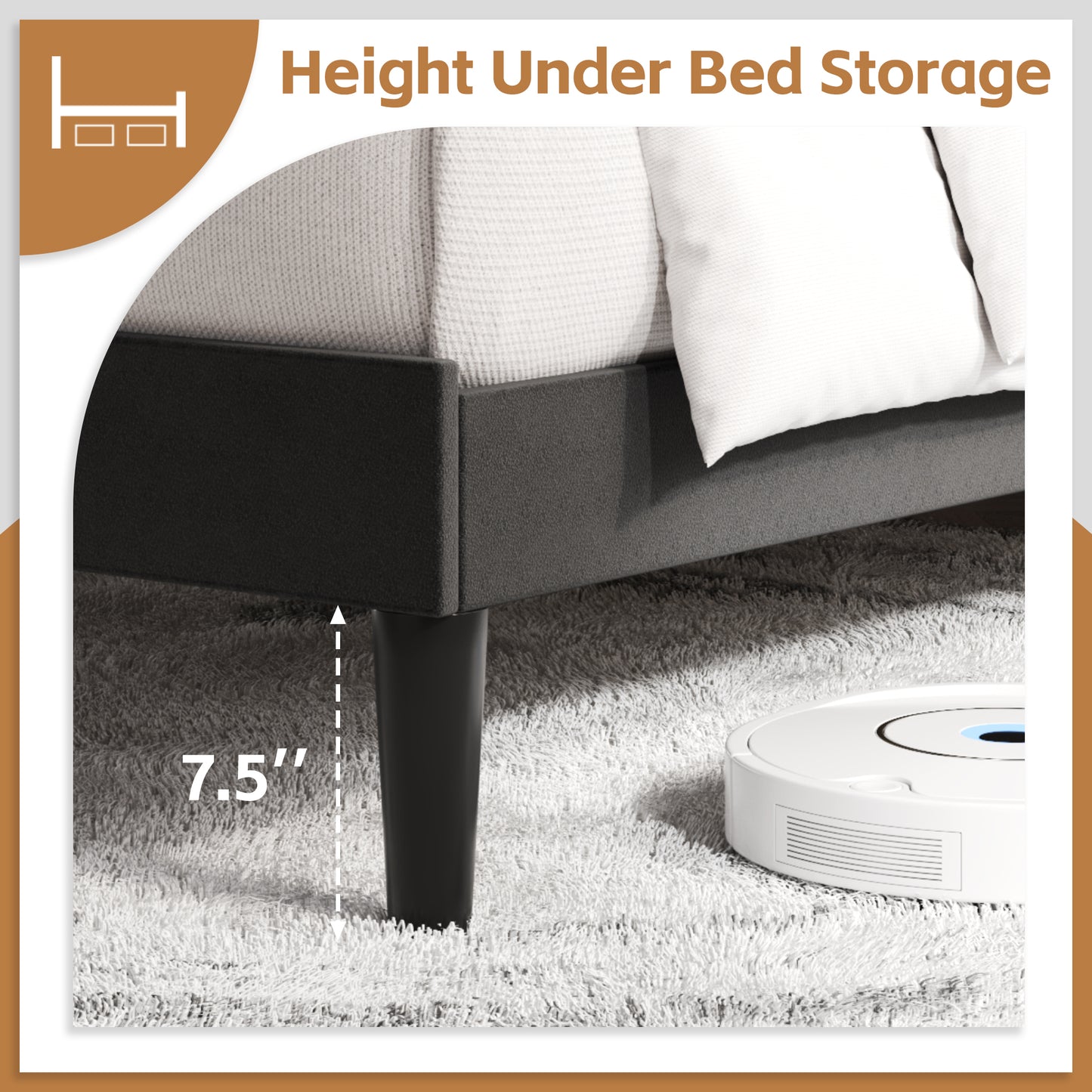 Lifezone Queen Bed Frame with Adjustable headboard,Velvet Upholstered Headboard with Wood Slats Support,Easy Assembly,No Box Spring Needed,Black