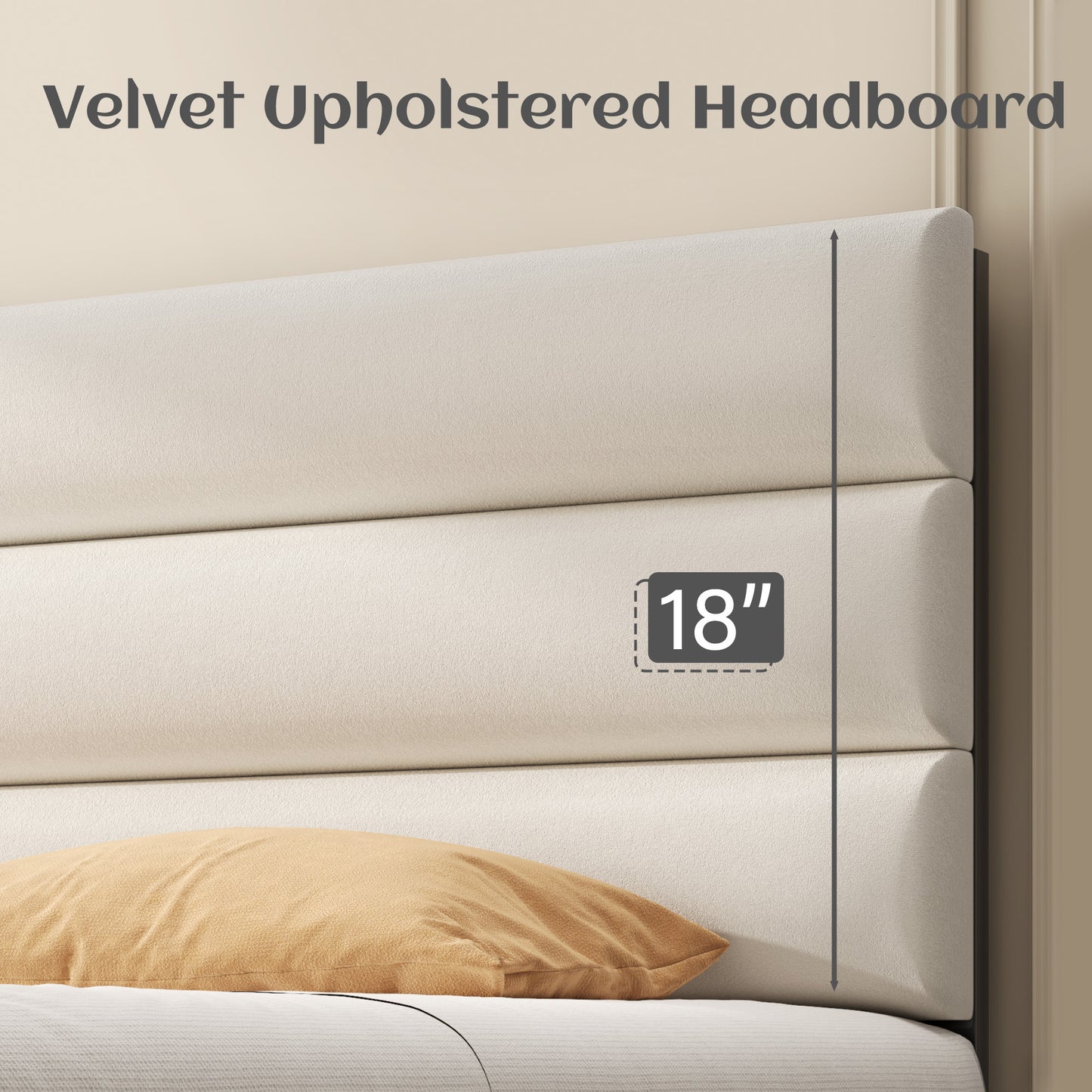 Lifezone Velvet Upholstered Queen Bed Frame with 4 Storage Drawers and Headboard, Bed Frame Queen Size with Metal Support, No Box Spring Needed, No-Noise, Easy Assembly