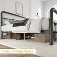 Lifezone Queen Bed Frame, Classic Metal Platform Bed Frame, with Charging Station and LED, No Need for Springs, Black
