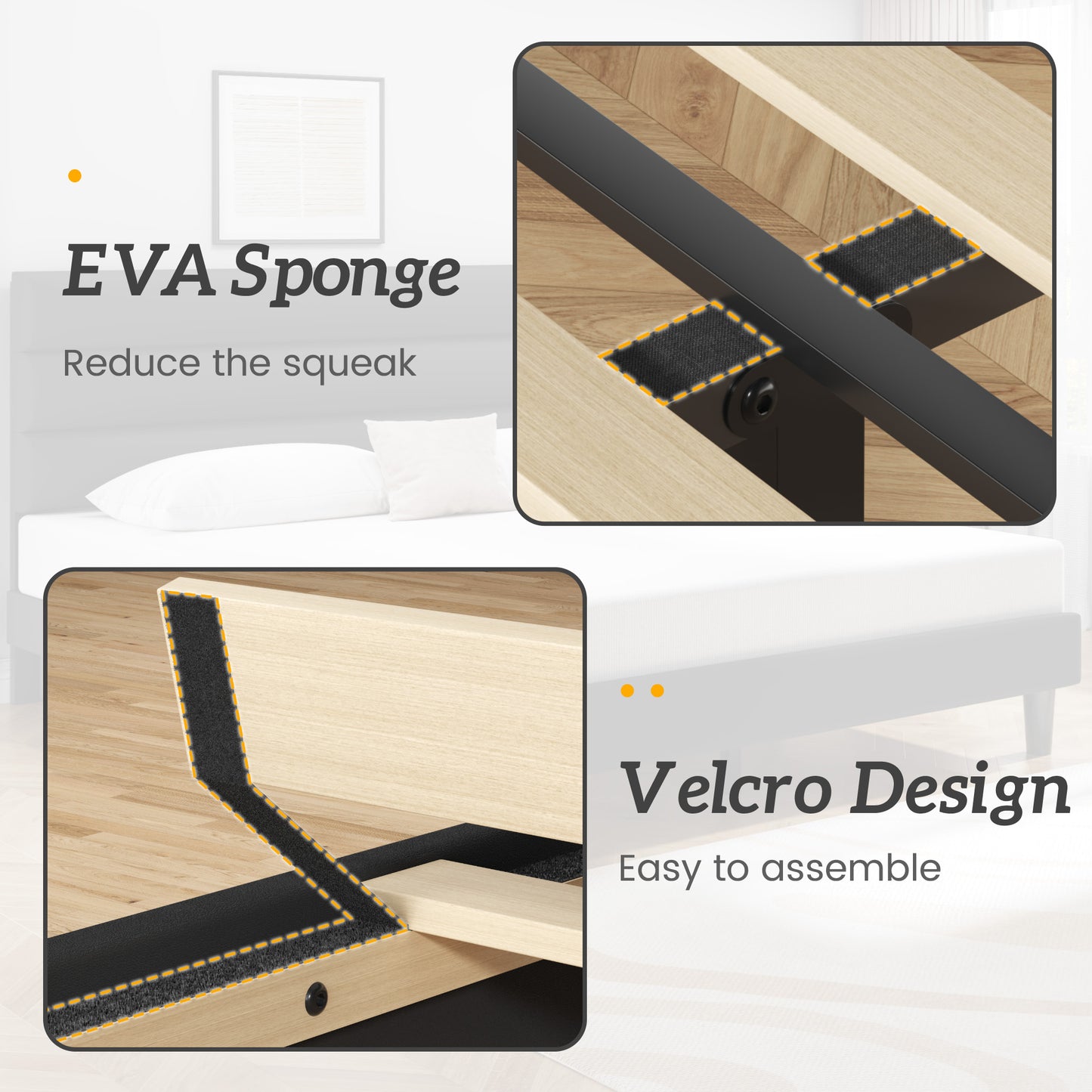 Queen Bed Frame, Platform Bed Frame with Velvet Upholstered Headboard, No Box Spring Needed, Sturdy Metal Support, Noise Free, Easy Assembly, Modern Bedroom Furniture