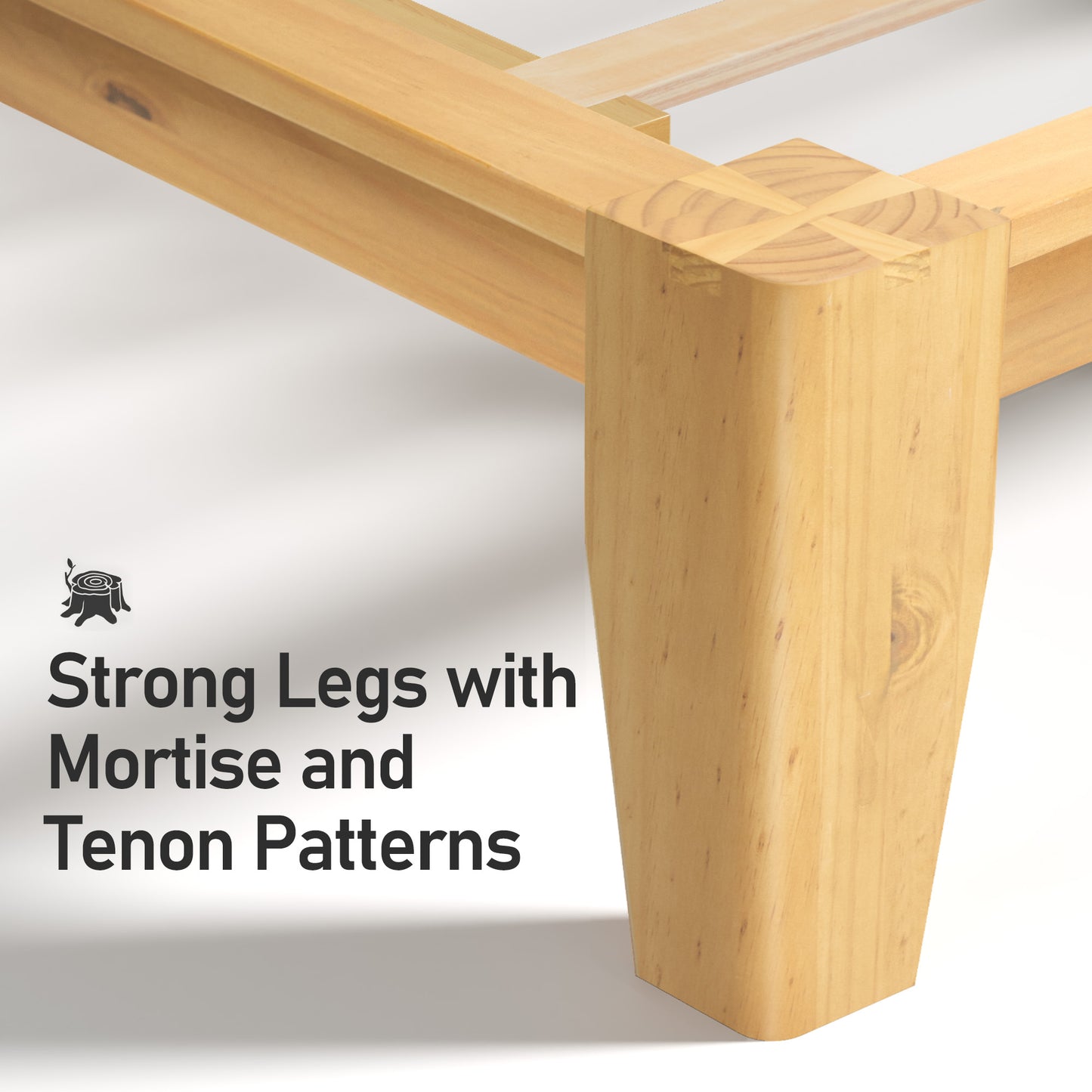 Lifezone Wood Queen Platform Bed Frame, Premium Solid Wood, Sturdy Structure, 3.78” Thickened & 14” Height Legs, Easily Assemble, Mortise & Tenon Joints Patterns, Natural