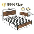 Lifezone Queen Bed Frame with 2-Tier Storage Headboard Platform Bed with Built-in Charging Station & LED, Foot-board Storage Drawers, Metal Support, No Spring Box Needed, Rustic Brown