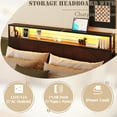 Lifezone Full Size Bed Frame with 2-Tier Bookcase Headboard Platform Bed with Charging Station & LED, 4 Storage Drawers, Metal Support, No Box Spring Needed, Noise Free, Brown
