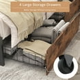 Lifezone Full Bed Frame with Headboard Charging Station Storage Drawer,Metal Support,Vintage Brown