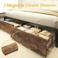 Lifezone Queen Bed Frame with 2-Tier Storage Headboard Platform Bed with Built-in Charging Station & LED, Foot-board Storage Drawers, Metal Support, No Spring Box Needed, Rustic Brown