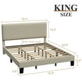 Lifezone King Size Beige Bed Frame with Adjustable Headboard, Fabric Upholstered Platform Bed Frame