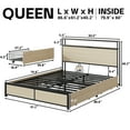 Lifezone Rustic Adult Queen MDF Metal Bookcase Bed with LED Light & Drawers, Beige