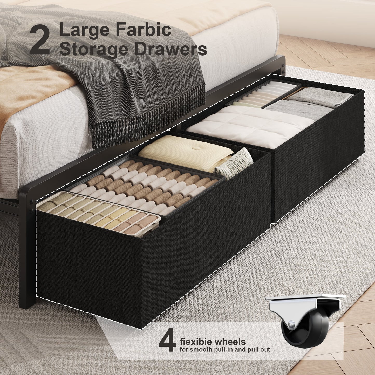 Lifezone Twin Bed Frame with Two-Tier Storage Headboard, USB Port and LED Light, Two Storage Drawers, Grey