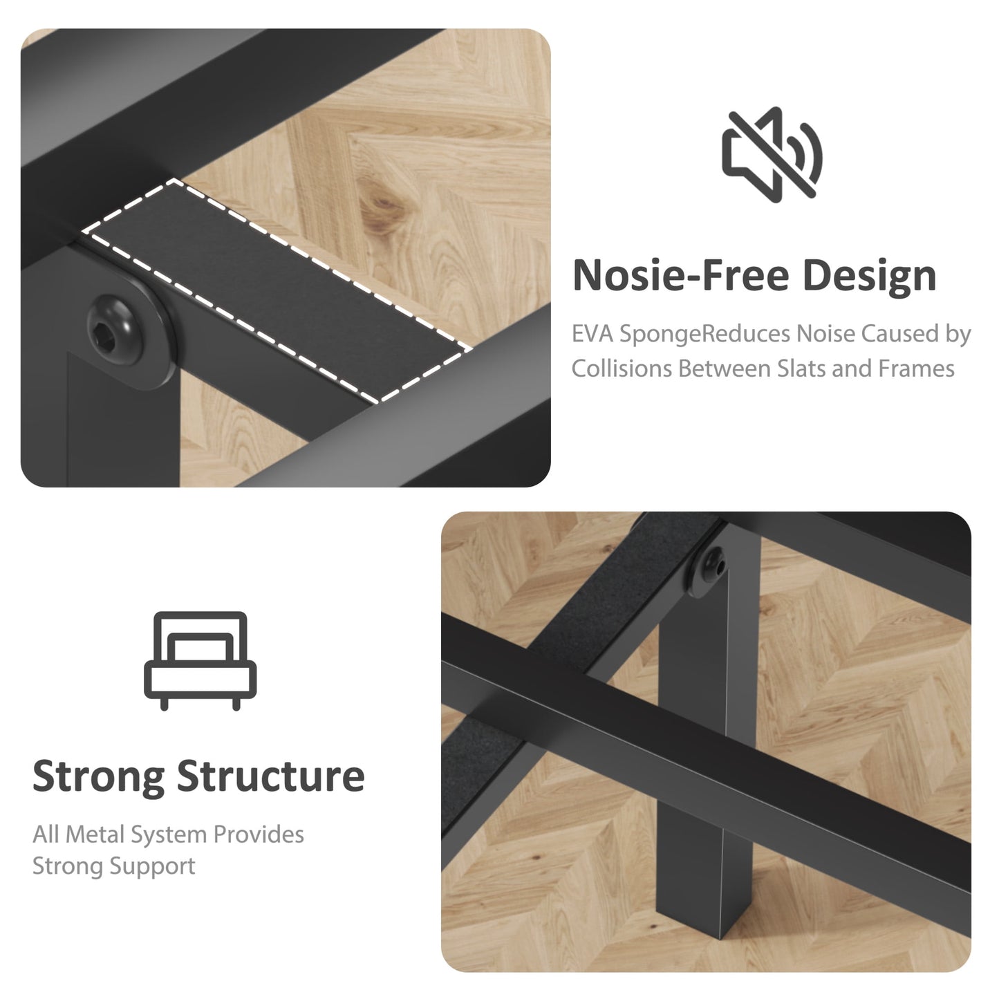 Lifezone Twin Bed Frame with Rustic Vintage Wood Headboard and Footboard, Gray