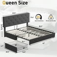 Lifezone Queen Size Storage Bed Frame Upholstered Bed with 4 Drawers,Easy assemble, No Box Spring Needed, Grey