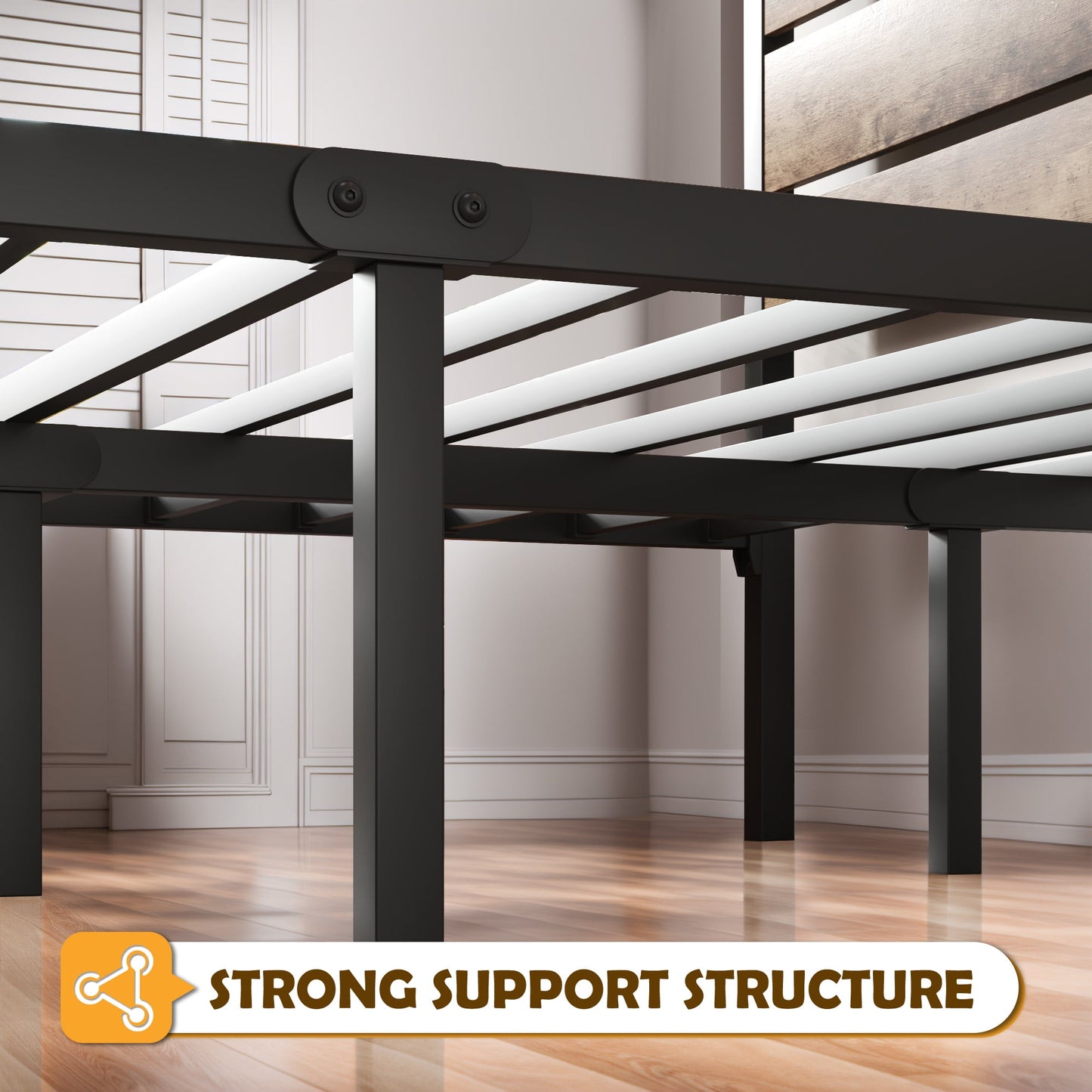 Lifezone Queen Bed Frame with Rustic Vintage Wood Headboard and Footboard,Metal Support,Rustic Brown