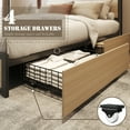 Lifezone Rustic Adult Queen MDF Metal Bookcase Bed with LED Light & Drawers, Beige