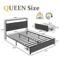 Lifezone Queen Bed Frame with 2-Tier Storage Headboard Platform Bed with Built-in Charging Station & LED, Foot-board Storage Drawers, Metal Support, No Spring Box Needed, Rustic Grey