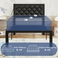 Lifezone Twin Bed Frame with Upholstered Headboard, Metal Support, No Box Spring Needed,Black