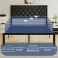 Lifezone Queen Bed Frame with Linen Upholstered Headboard, Metal Support, No Box Spring Needed, Black