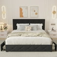 Lifezone Queen Size Storage Bed Frame Upholstered Bed with 4 Drawers,Easy assemble, No Box Spring Needed, Grey