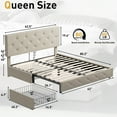 Lifezone Queen Size Storage Bed Frame Upholstered Bed with 4 Drawers,Easy assemble, No Box Spring Needed, Beige