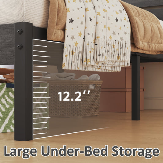 Lifezone Twin Bed Frame with Rustic Vintage Wood Headboard and Footboard, Gray