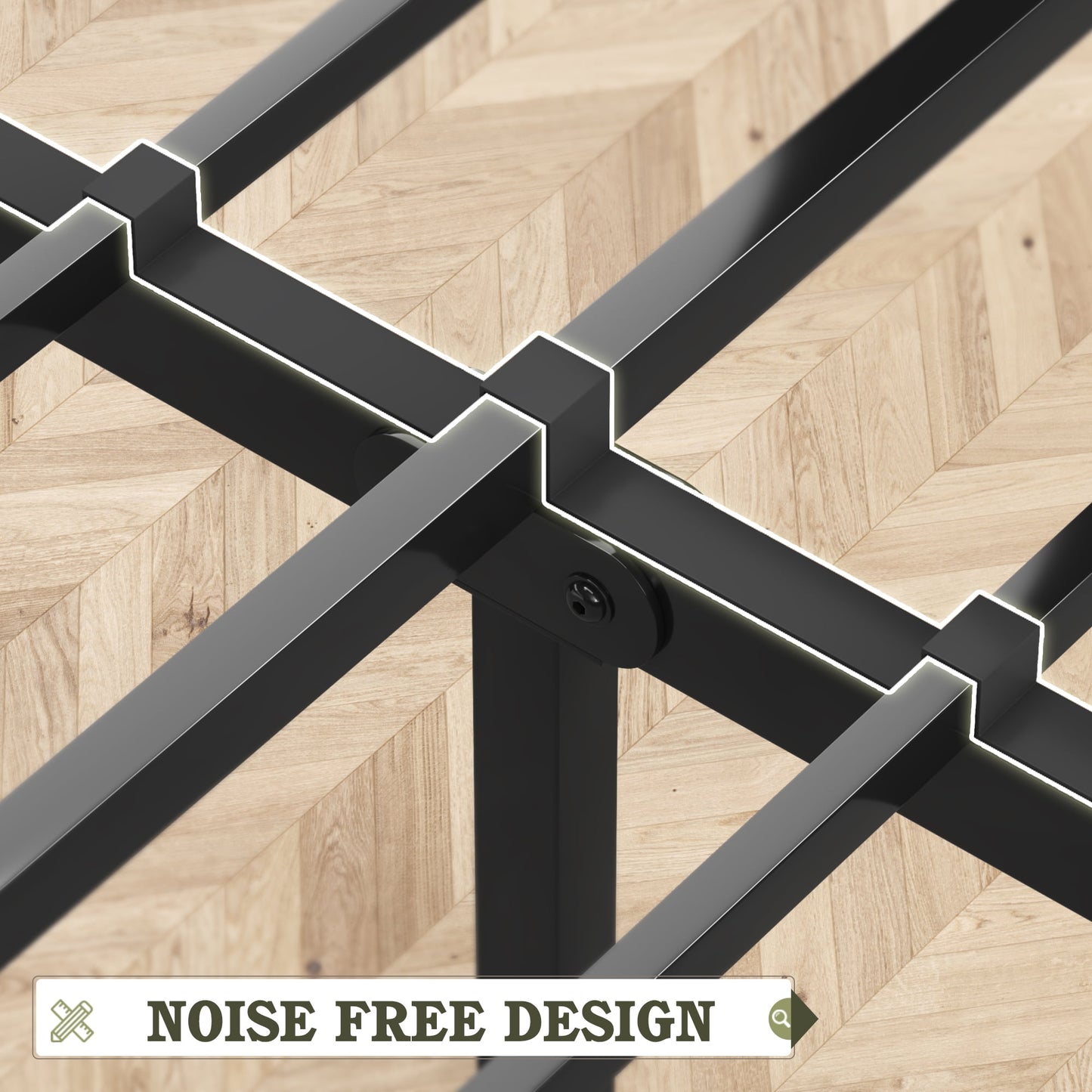 Lifezone Full Bed Frame with Rustic Vintage Wood Headboard and Footboard,Metal Support,Beige