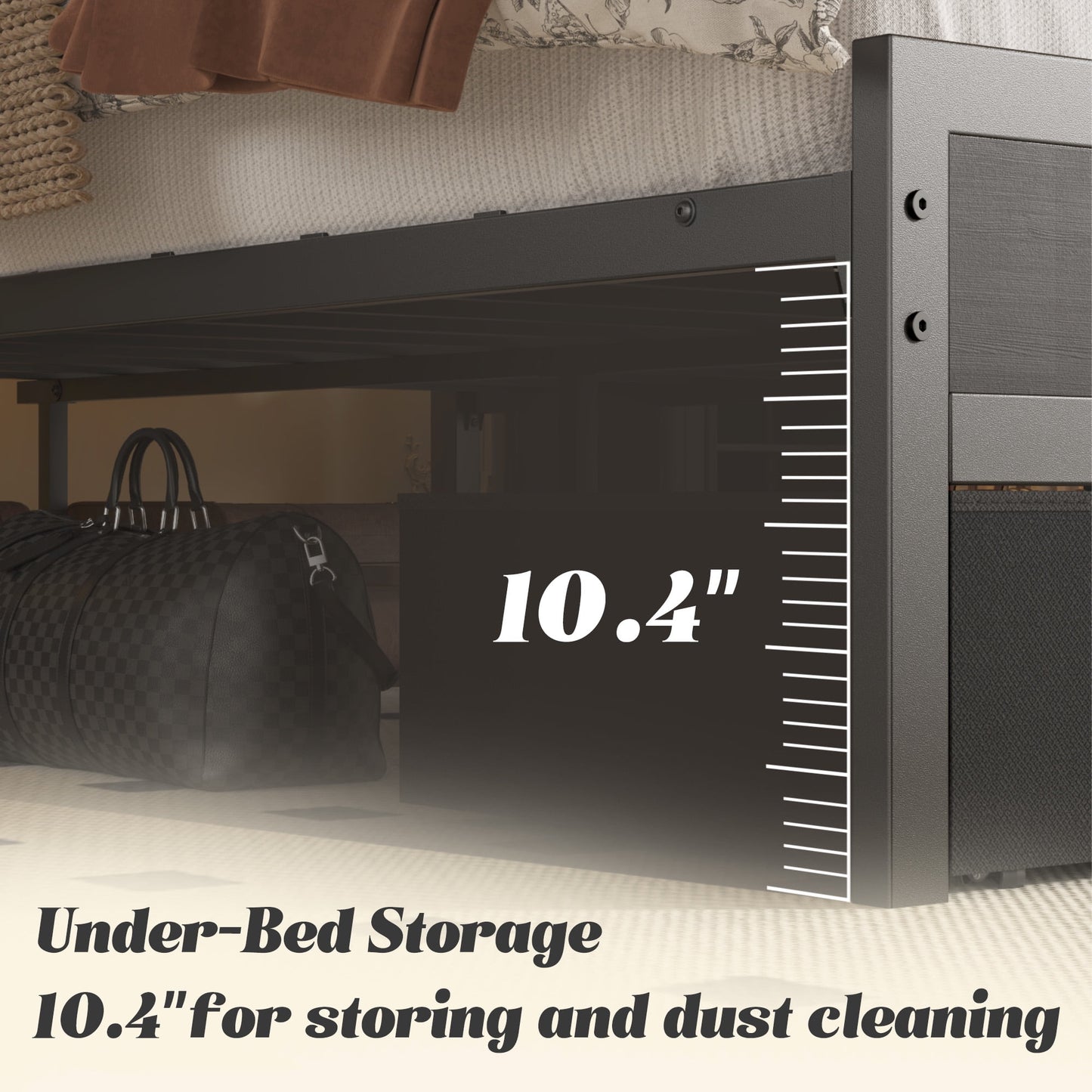 Twin Bed Frame,Twin Bed Frame with Storage Headboard & Storage Drawer, Charging Station & LED Light, No Box Spring Needed, Noise Free, Easy Assembly, Classic Black
